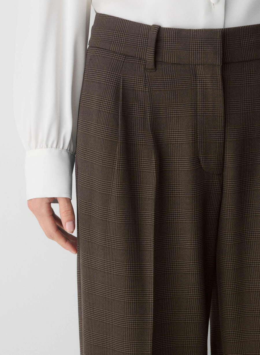 pantalonii the effortless pant cu talie mică - twill merle chk cl tph chr