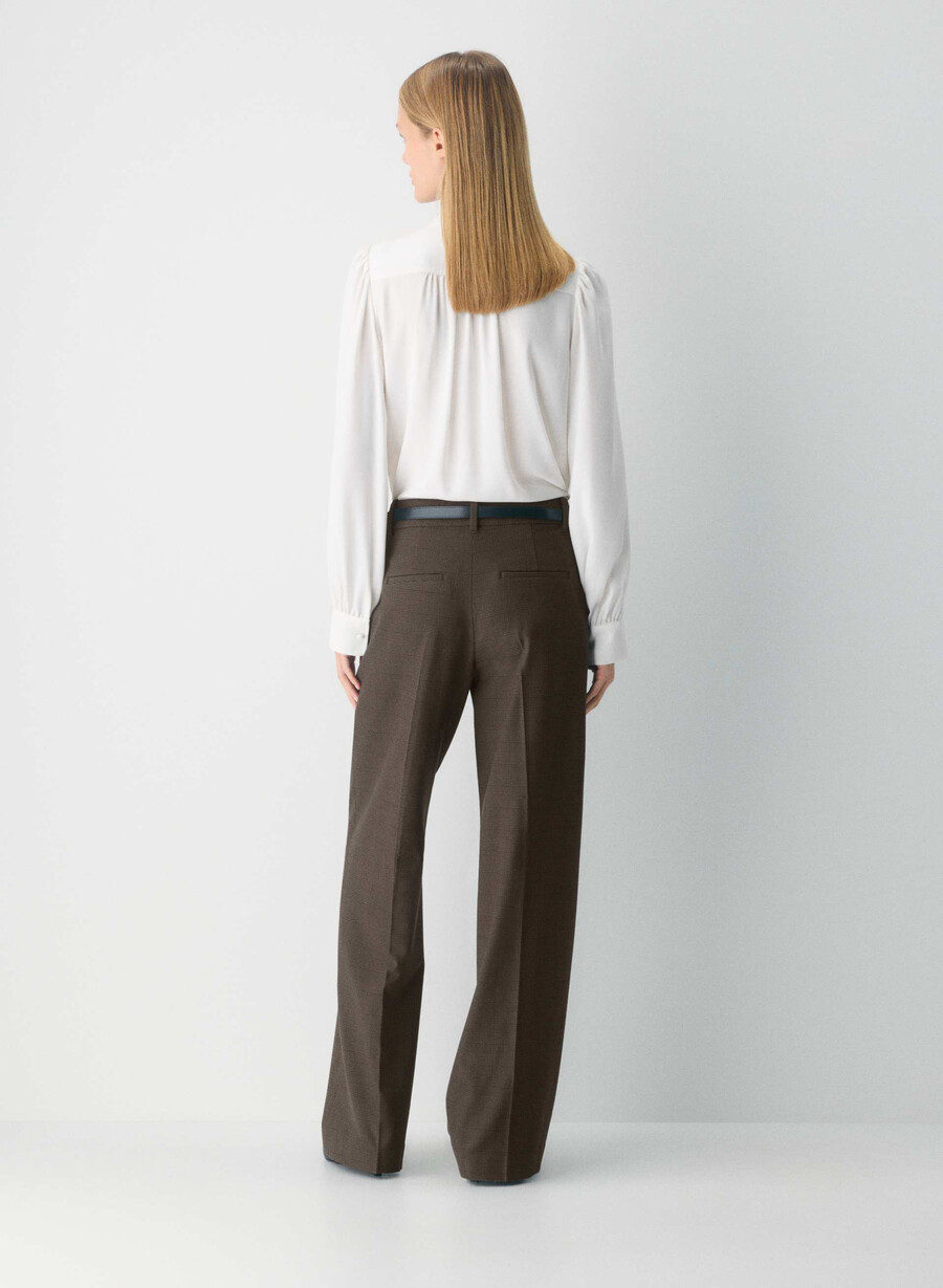 pantalonii the effortless pant cu talie mică - twill merle chk cl tph chr