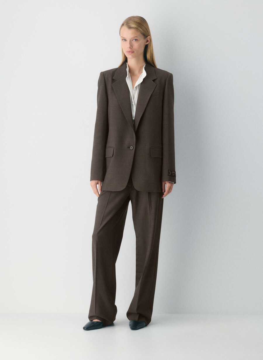 pantalonii the effortless pant cu talie mică - twill merle chk cl tph chr