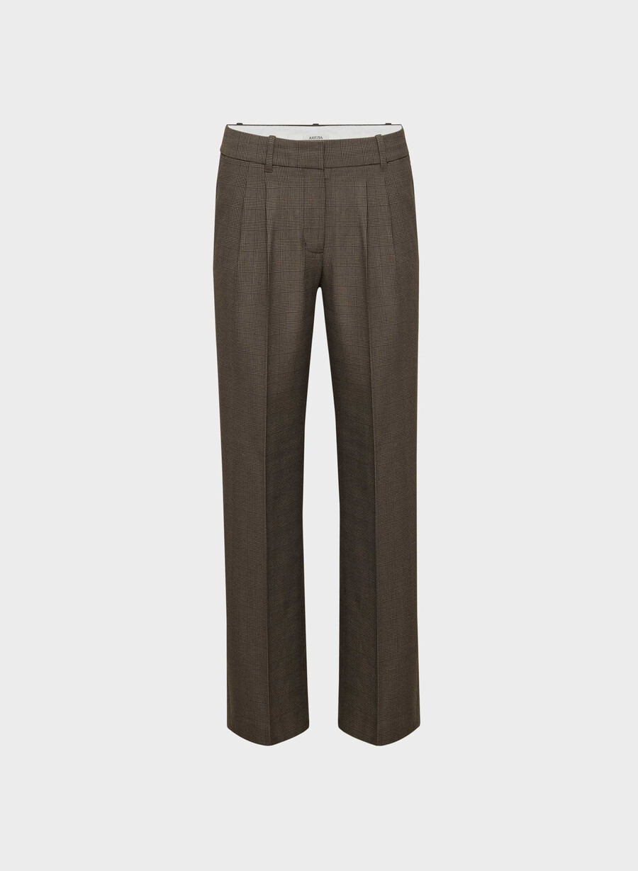pantalonii the effortless pant cu talie mică - twill merle chk cl tph chr