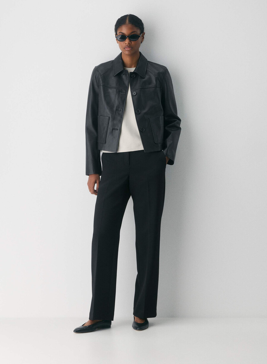 pantaloni new agency cu talie joasă - ressential black