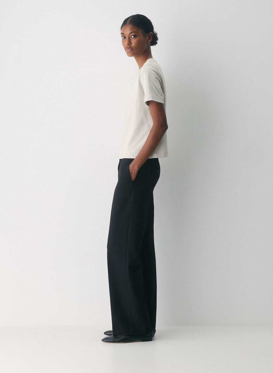 pantaloni new agency cu talie joasă - ressential black
