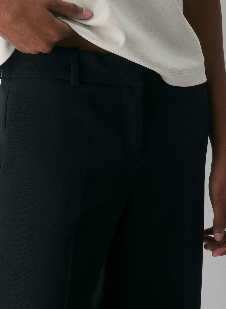 pantaloni new agency cu talie joasă - ressential black