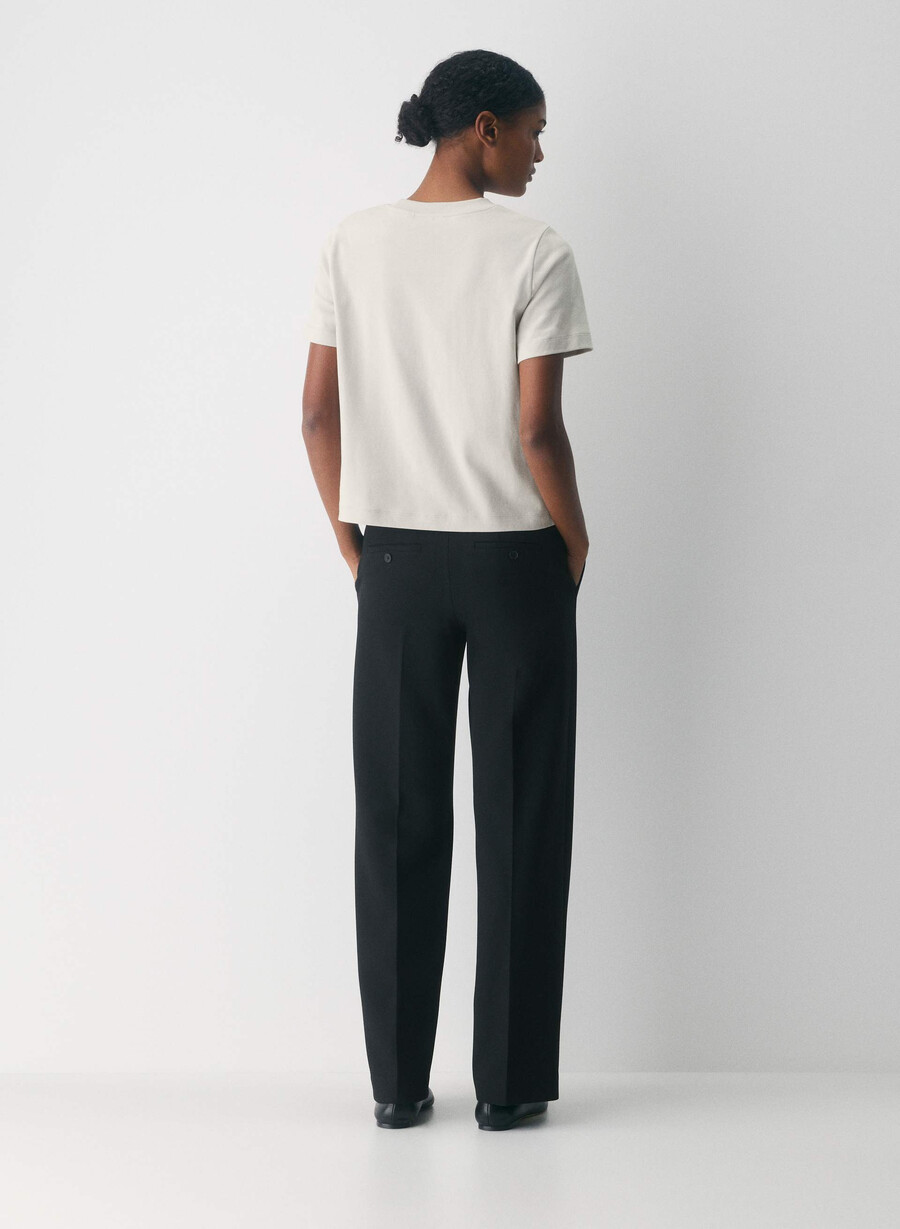 pantaloni new agency cu talie joasă - ressential black