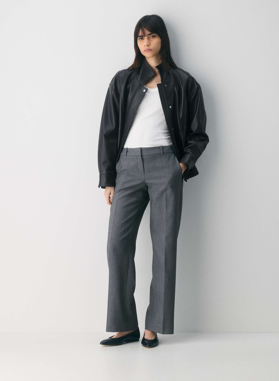 pantaloni new agency cu talie joasă - ressential heather matte pearl