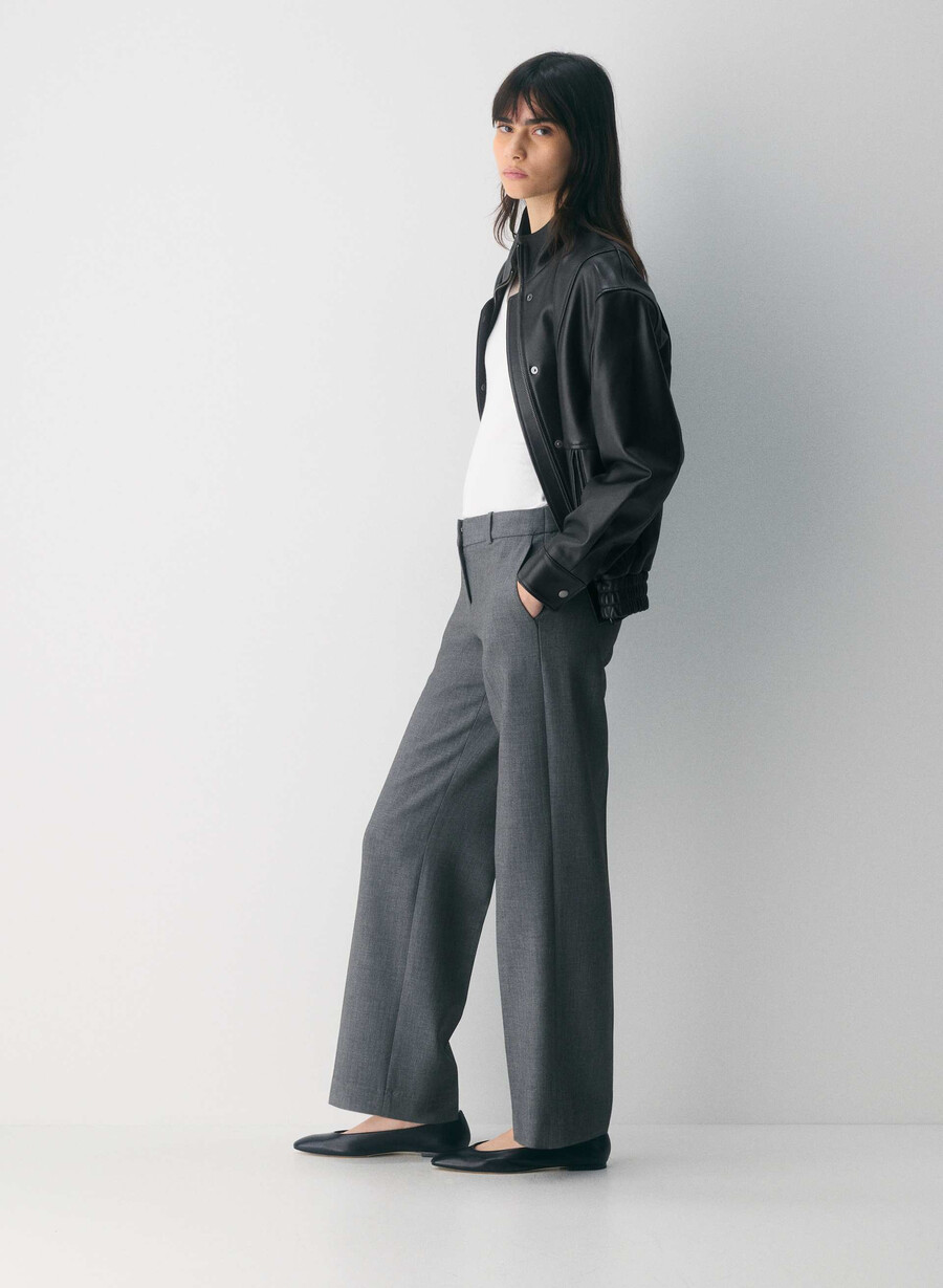 pantaloni new agency cu talie joasă - ressential heather matte pearl