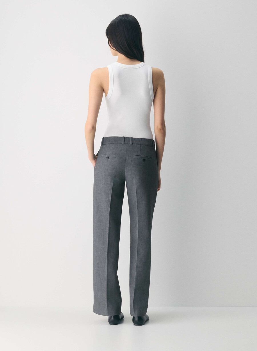 pantaloni new agency cu talie joasă - ressential heather matte pearl