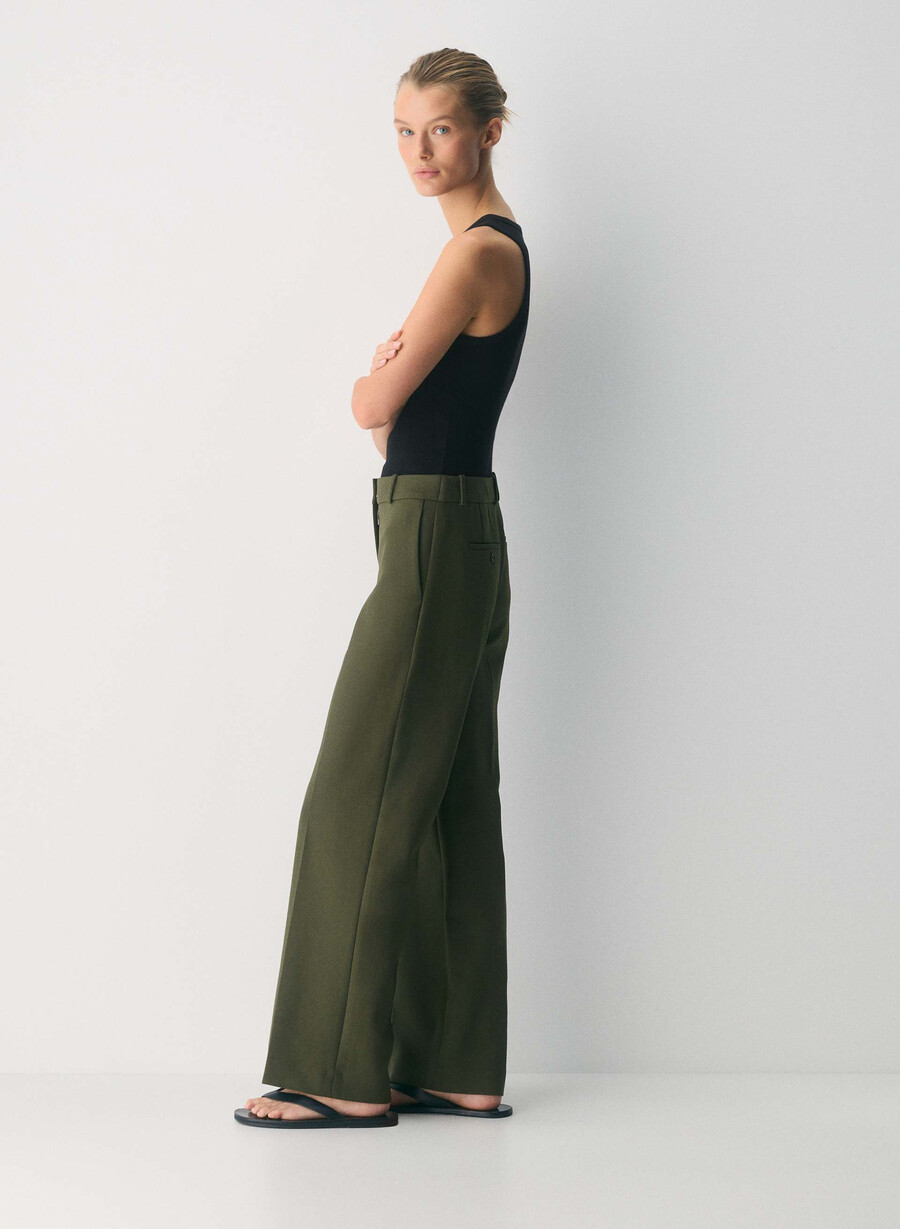pantaloni new agency cu talie joasă - ressential mĂslin Închis