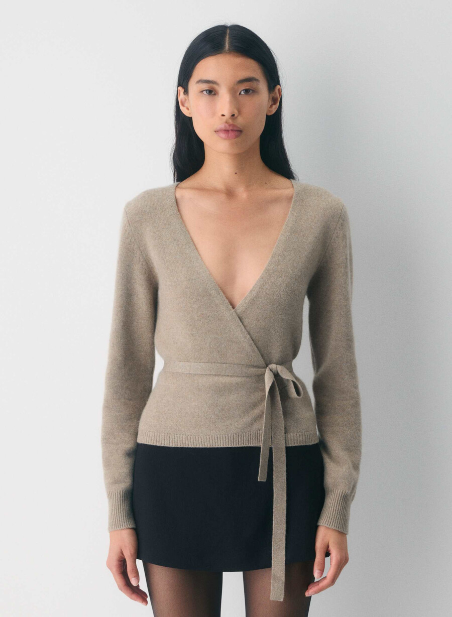 pulover haywood din lână și cașmir heather nomad taupe
