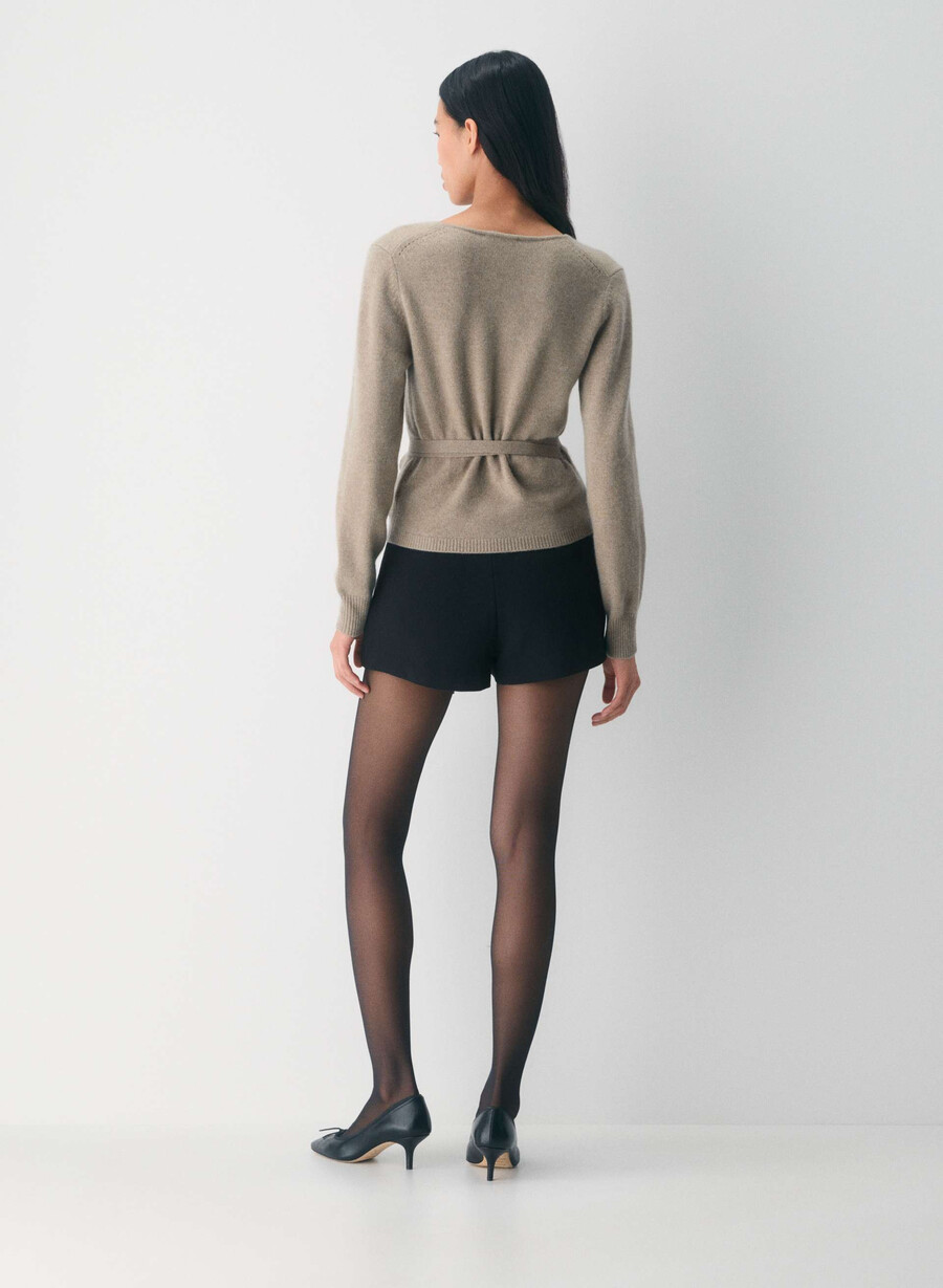 pulover haywood din lână și cașmir heather nomad taupe