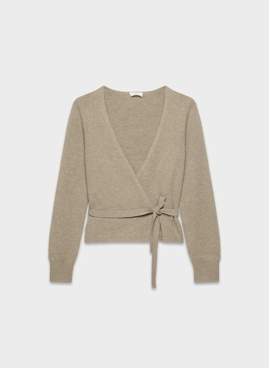 pulover haywood din lână și cașmir heather nomad taupe