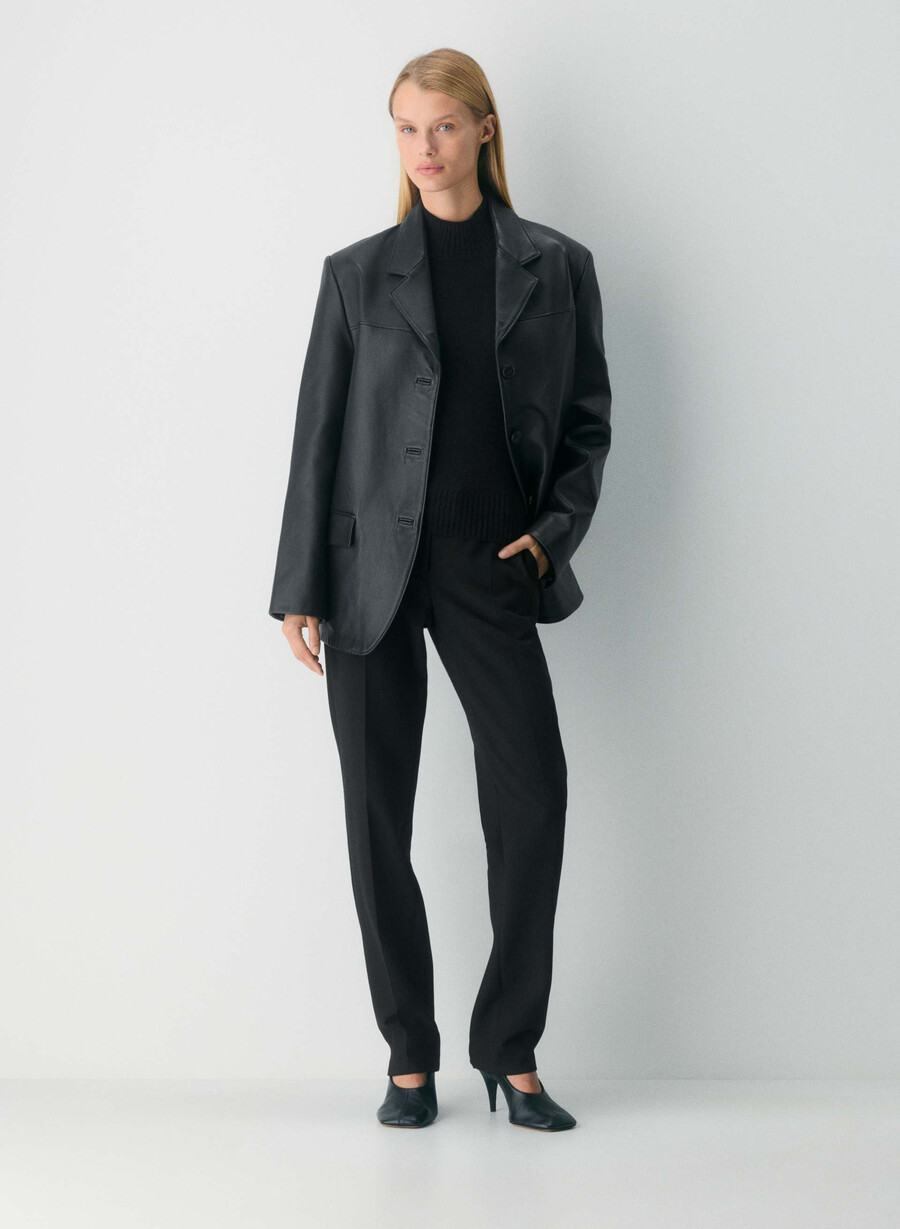 pulover essential cashmere shrunken mockneck negru