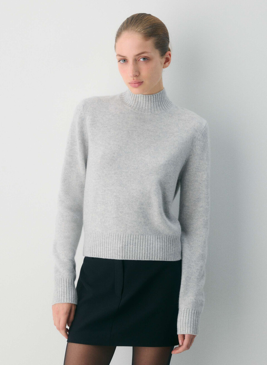 tricou essential cashmere shrunken mockneck heather chrome