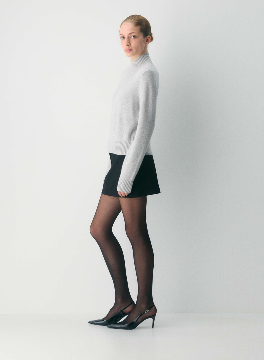 tricou essential cashmere shrunken mockneck heather chrome