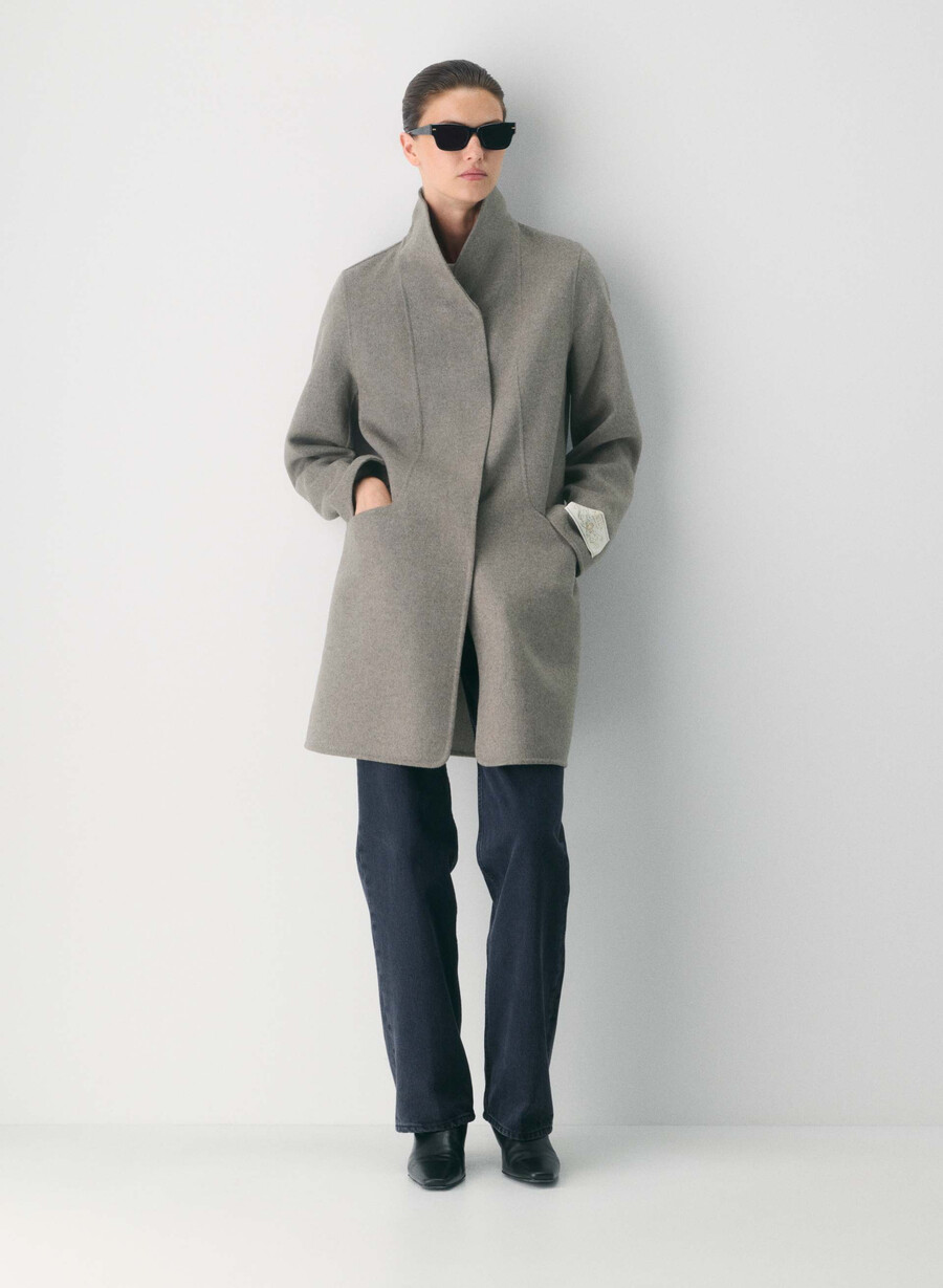 paltonul cocoon cu două fețe - luxe rewool heather matte pearl