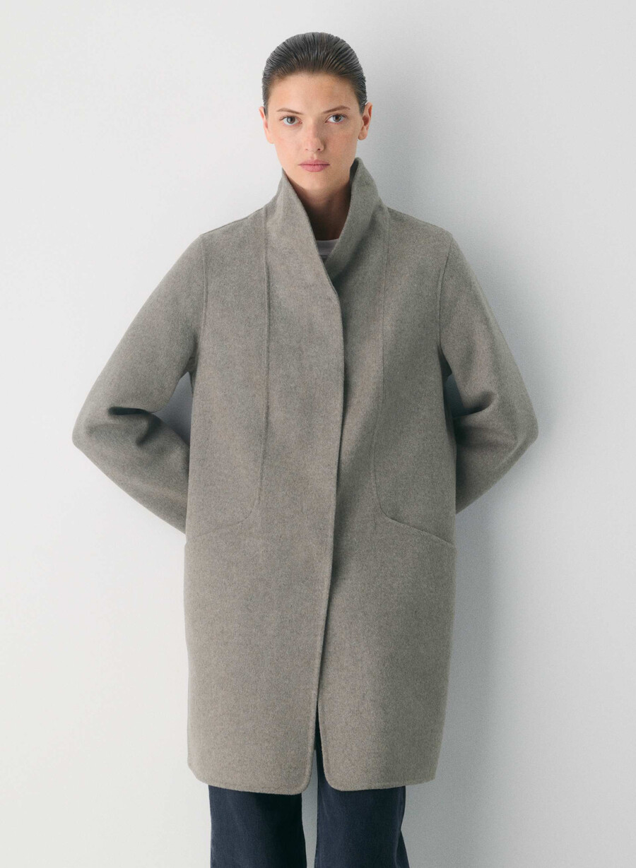 paltonul cocoon cu două fețe - luxe rewool heather matte pearl