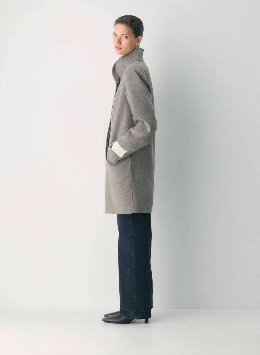 paltonul cocoon cu două fețe - luxe rewool heather matte pearl