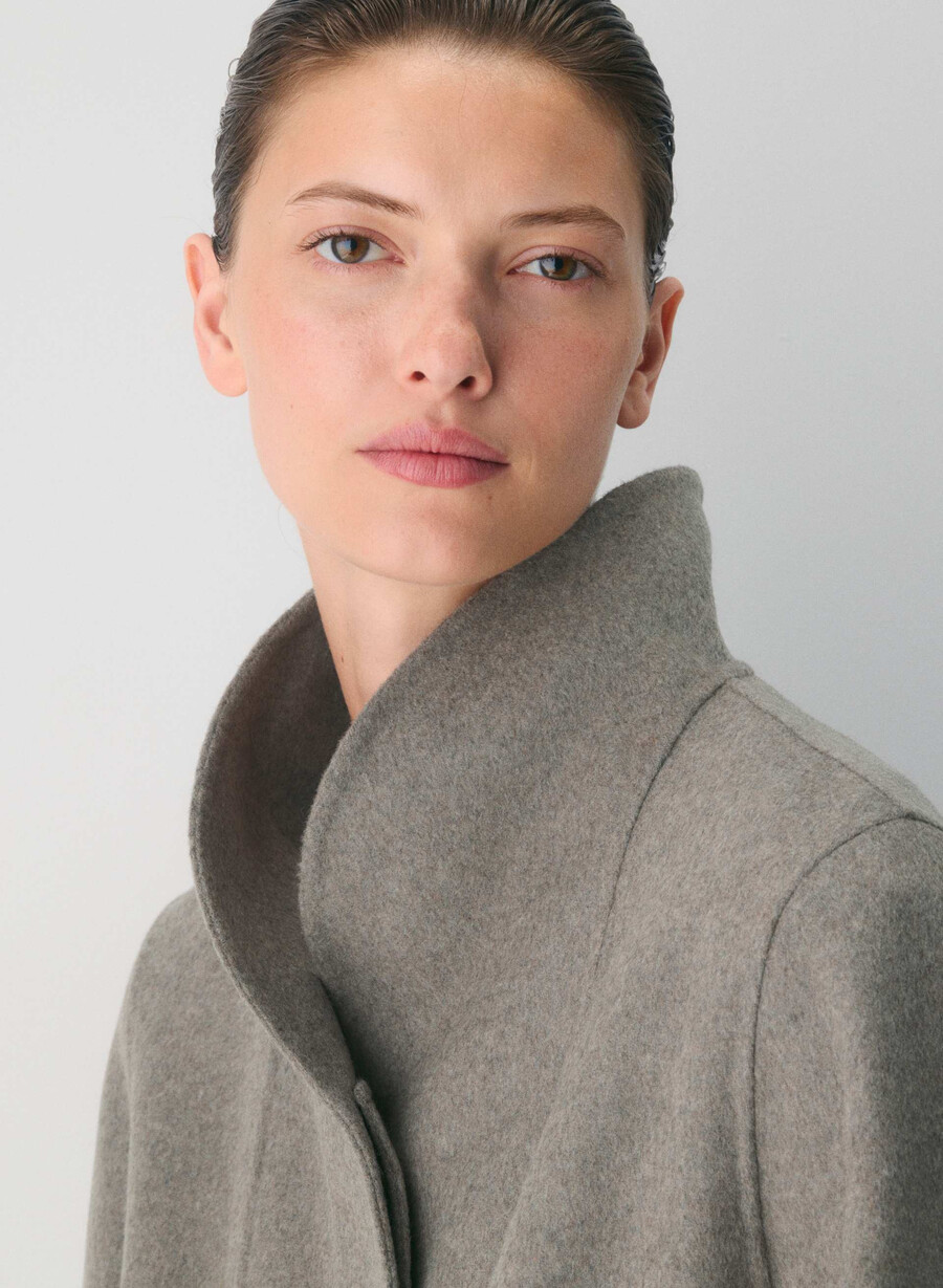 paltonul cocoon cu două fețe - luxe rewool heather matte pearl