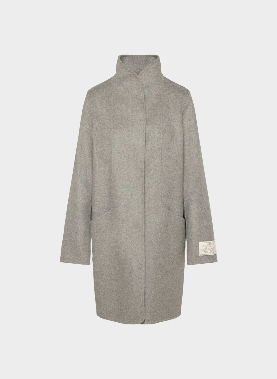 paltonul cocoon cu două fețe - luxe rewool heather matte pearl