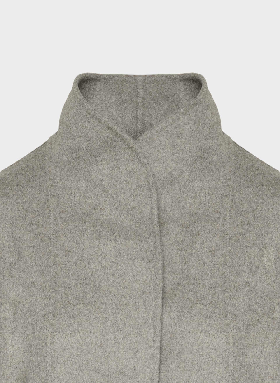 paltonul cocoon cu două fețe - luxe rewool heather matte pearl