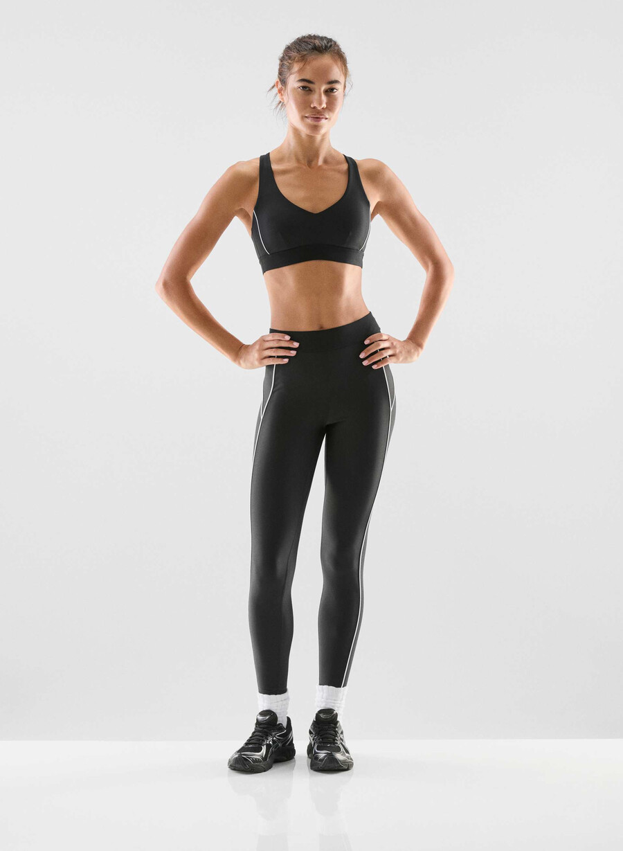sutien sport glotone hustle negru alb strĂlucitor