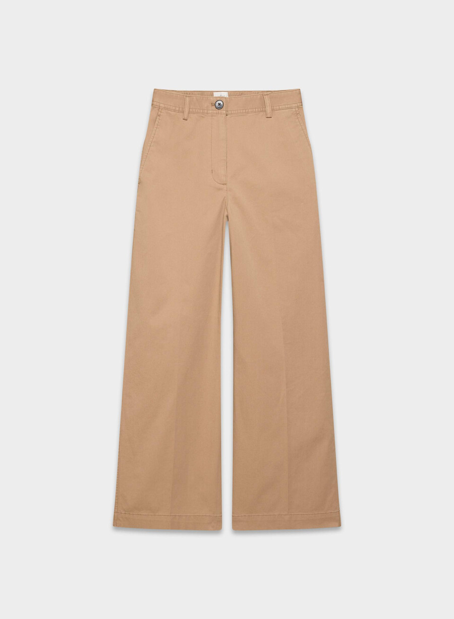 pantaloni largi chino relaxed high-rise culoare camel bronz spălat