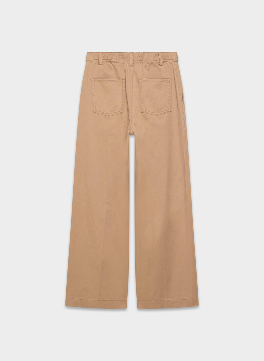 pantaloni largi chino relaxed high-rise culoare camel bronz spălat