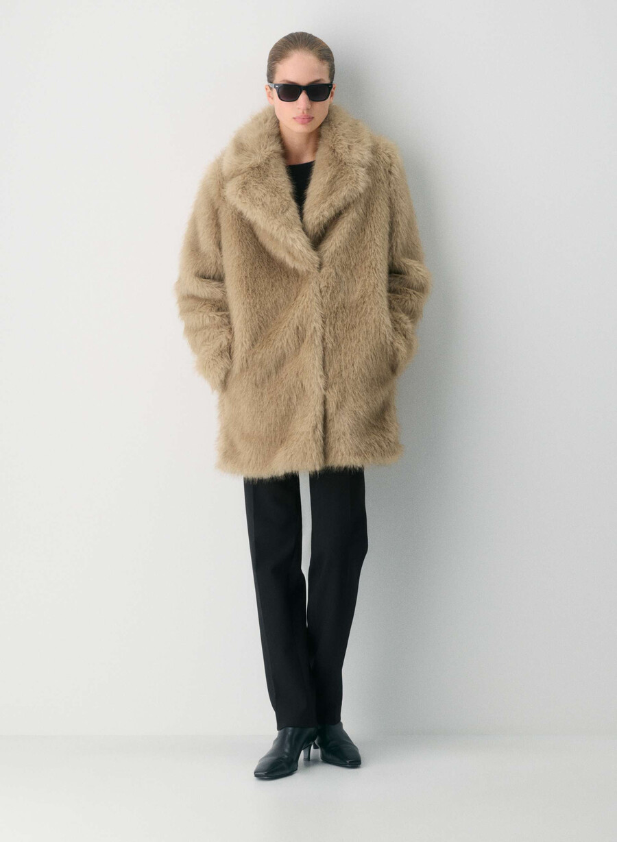palton verbier - blană artificială arctic culoare bicoloră tip wicker