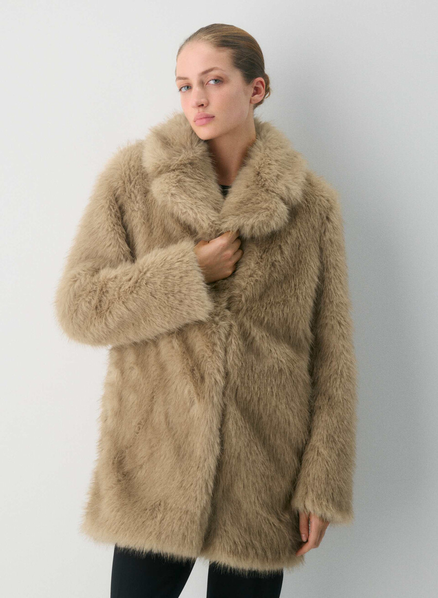 palton verbier - blană artificială arctic culoare bicoloră tip wicker