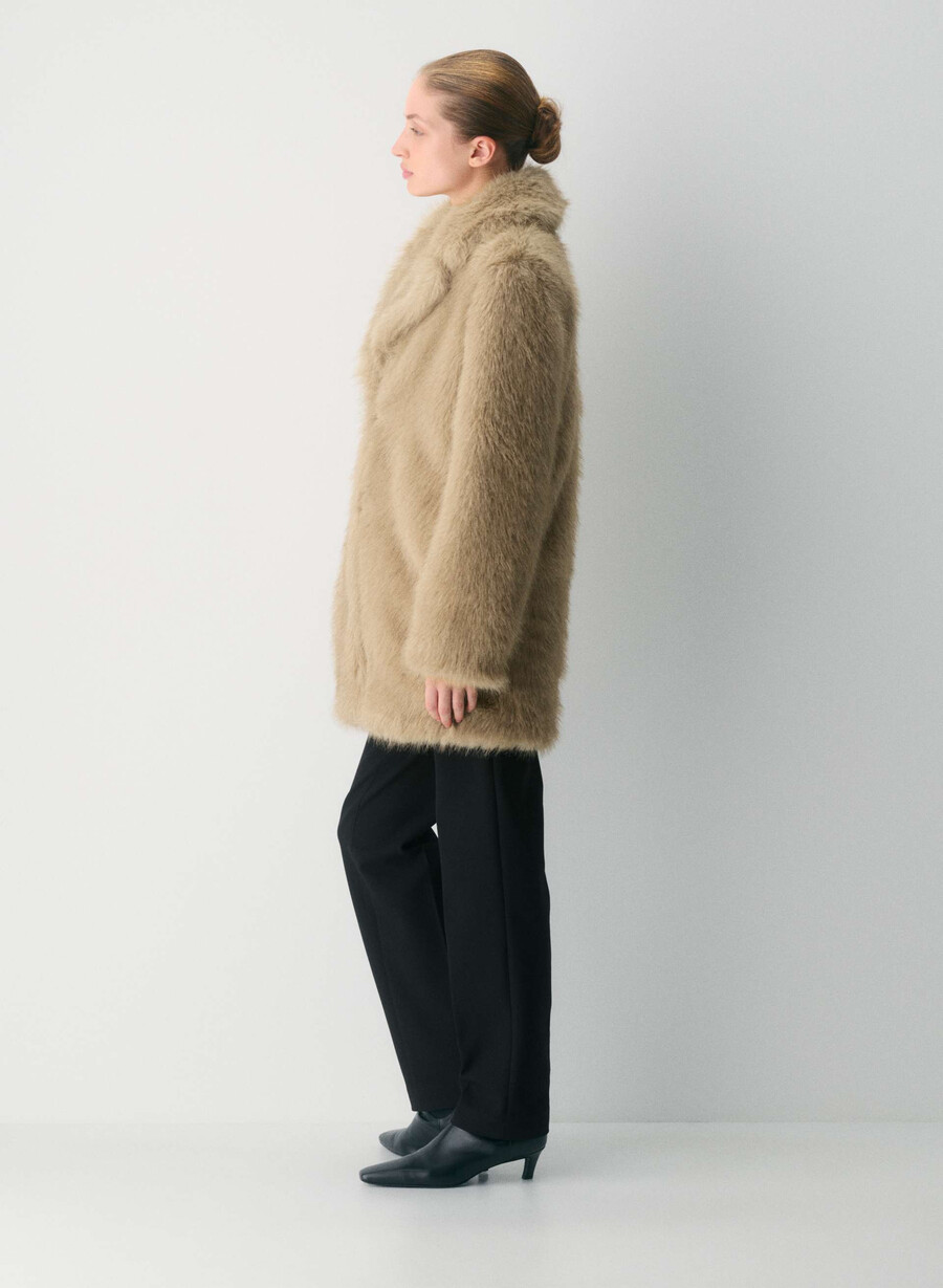 palton verbier - blană artificială arctic culoare bicoloră tip wicker