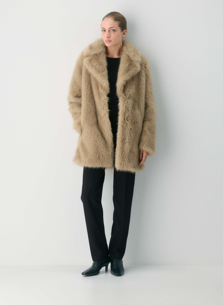 palton verbier - blană artificială arctic culoare bicoloră tip wicker