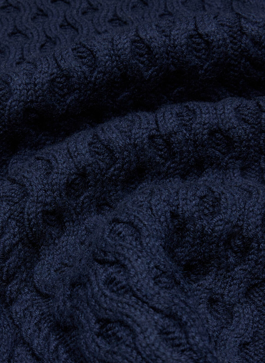 pulover heritage knit din lână merinos cu model crew și șolduri înalte admiral