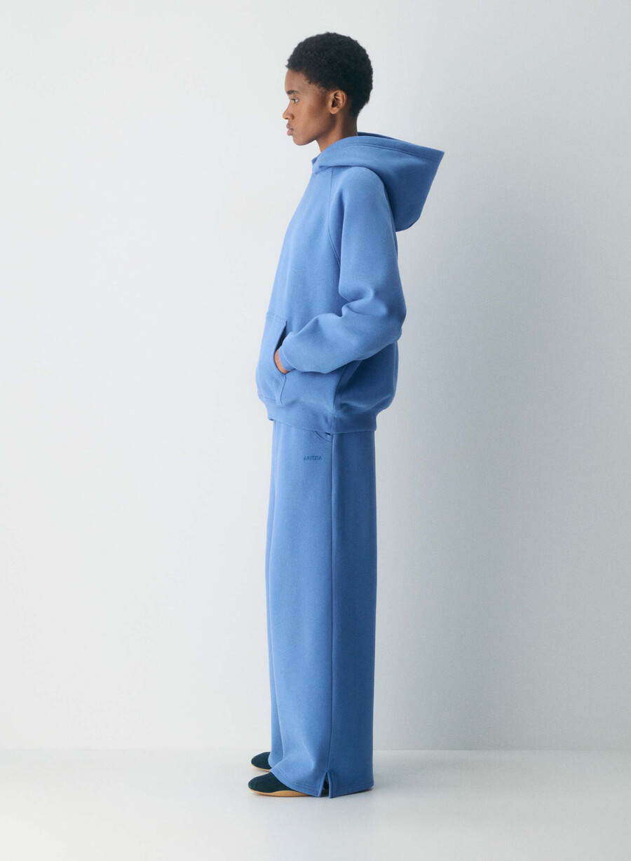 pantaloni de trening confortabili din fleece cu bandă mega french blue