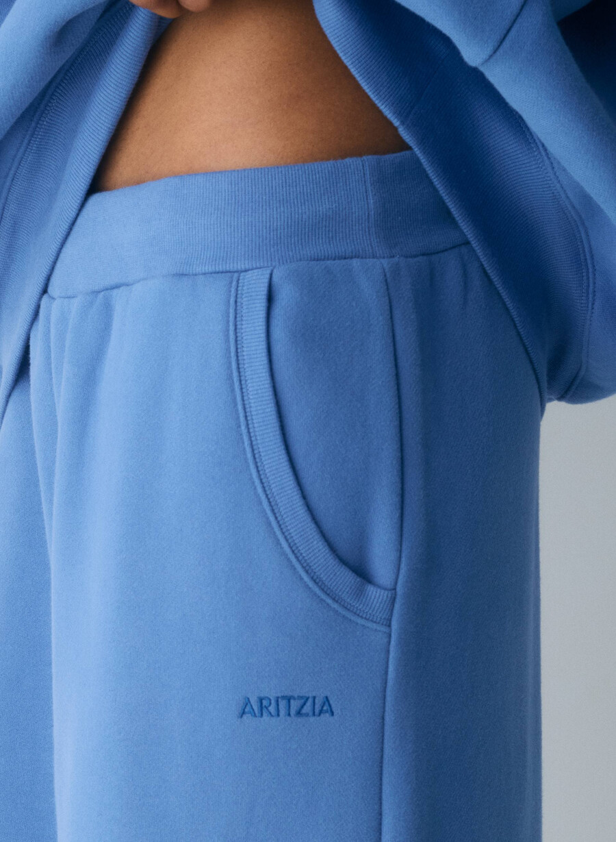 pantaloni de trening confortabili din fleece cu bandă mega french blue
