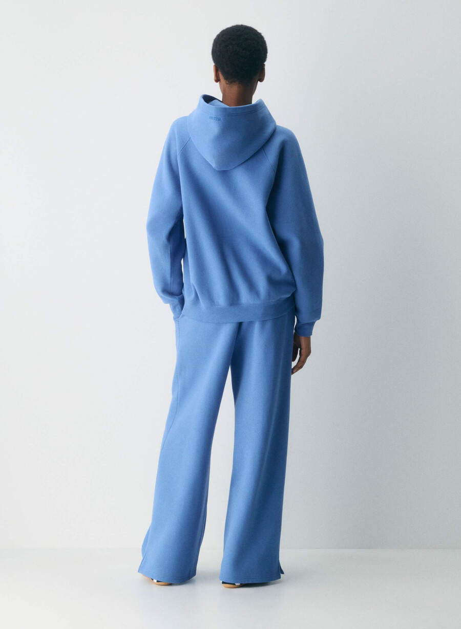 pantaloni de trening confortabili din fleece cu bandă mega french blue