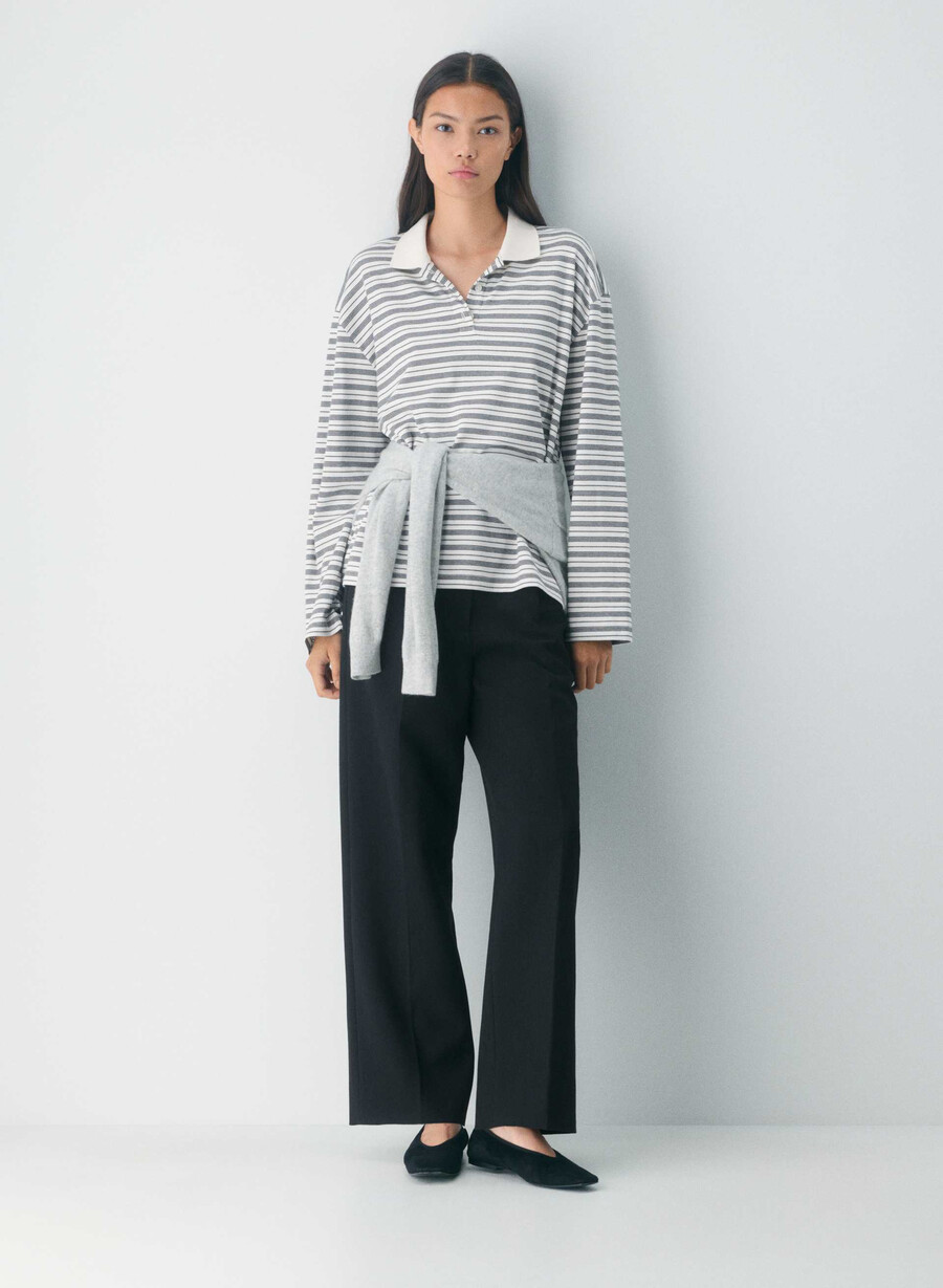 tricou cu mânecă lungă interlock cotton eton mesteacĂn deschisnegru