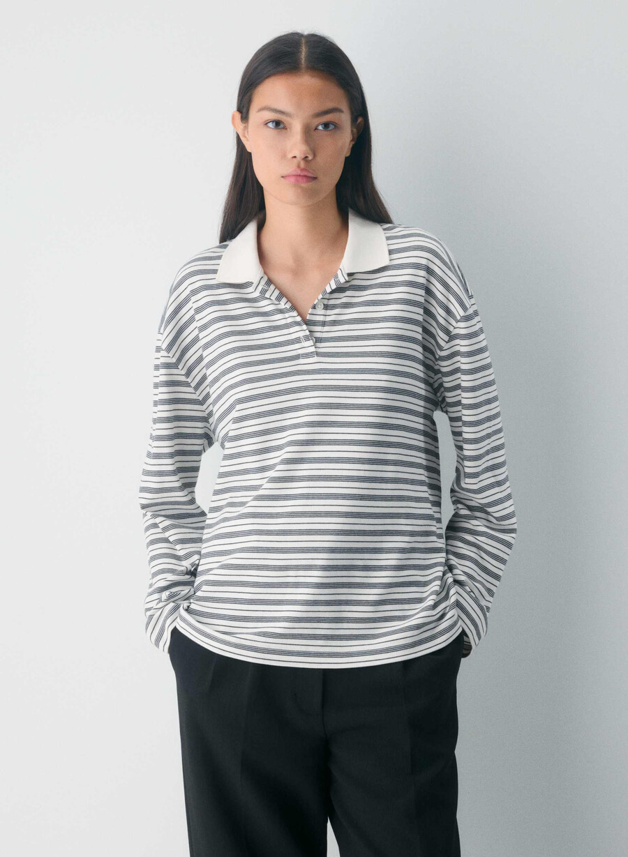 tricou cu mânecă lungă interlock cotton eton mesteacĂn deschisnegru
