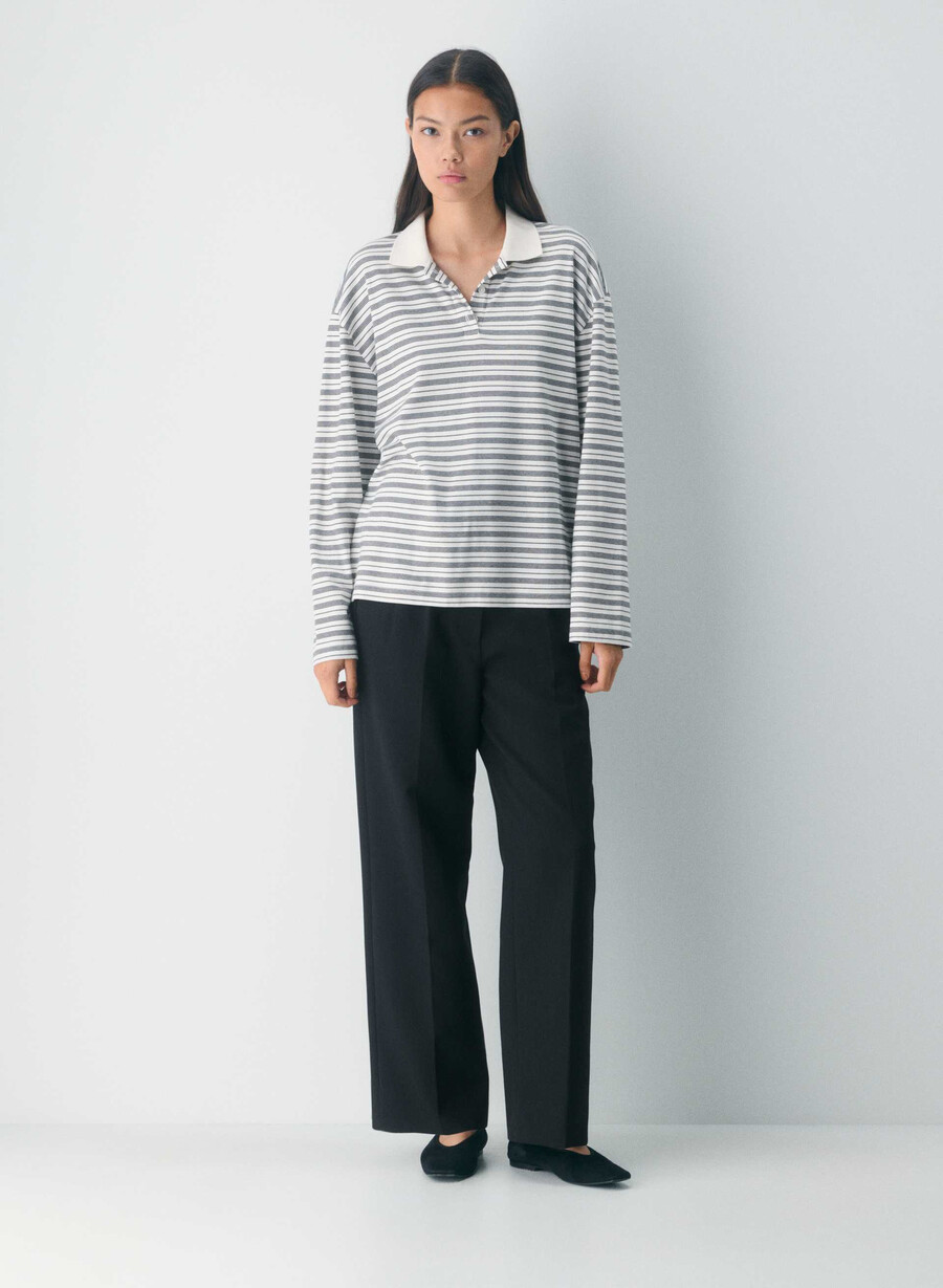 tricou cu mânecă lungă interlock cotton eton mesteacĂn deschisnegru