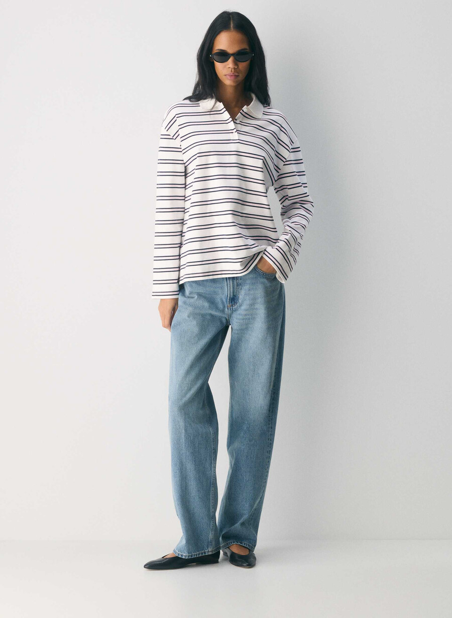 tricou cu mânecă lungă interlock cotton eton alb roz villa
