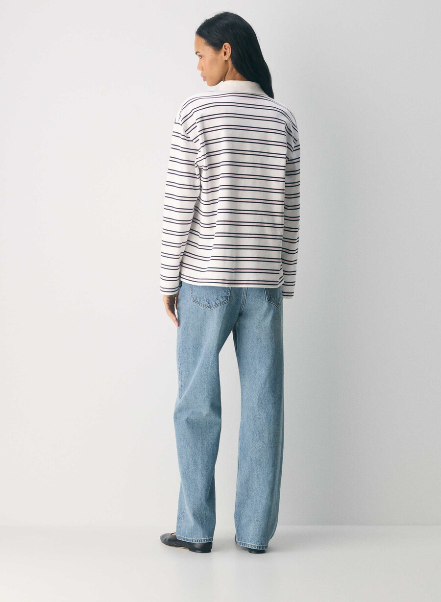 tricou cu mânecă lungă interlock cotton eton alb roz villa