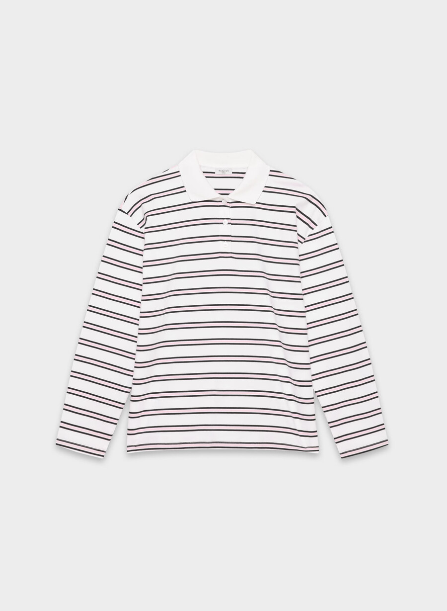 tricou cu mânecă lungă interlock cotton eton alb roz villa