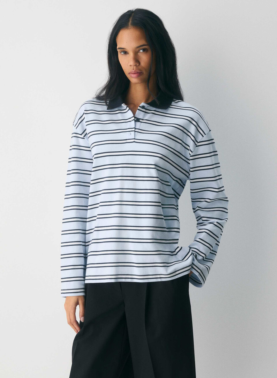 tricou cu mânecă lungă interlock cotton eton mddy bldrk nght nvy