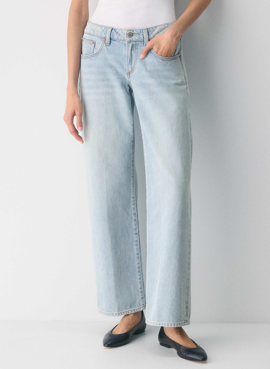 denim forum blugi largi cu talie mică din anii 90 15 ani culoare albastru-aprins