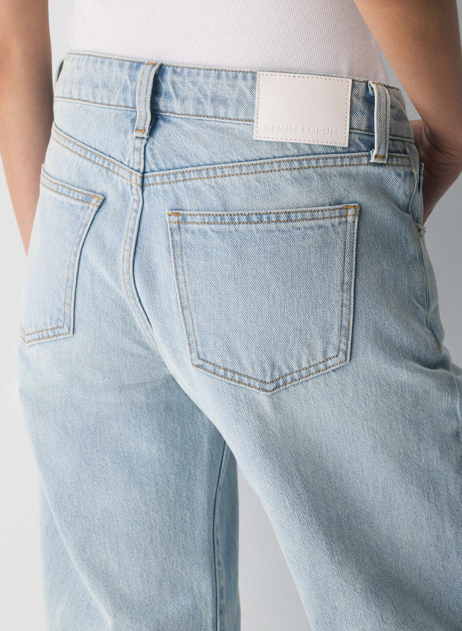 denim forum blugi largi cu talie mică din anii 90 15 ani culoare albastru-aprins
