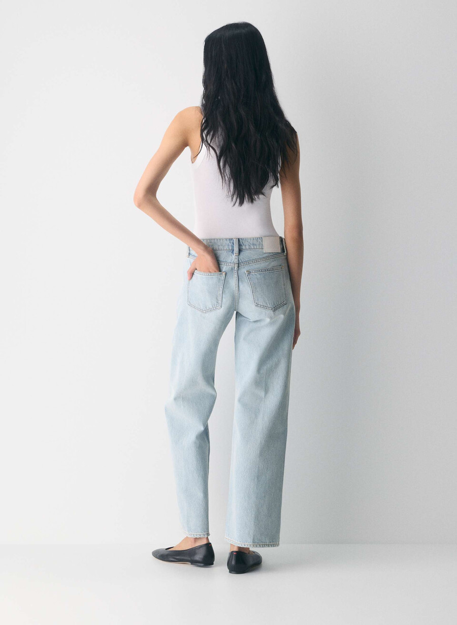 denim forum blugi largi cu talie mică din anii 90 15 ani culoare albastru-aprins