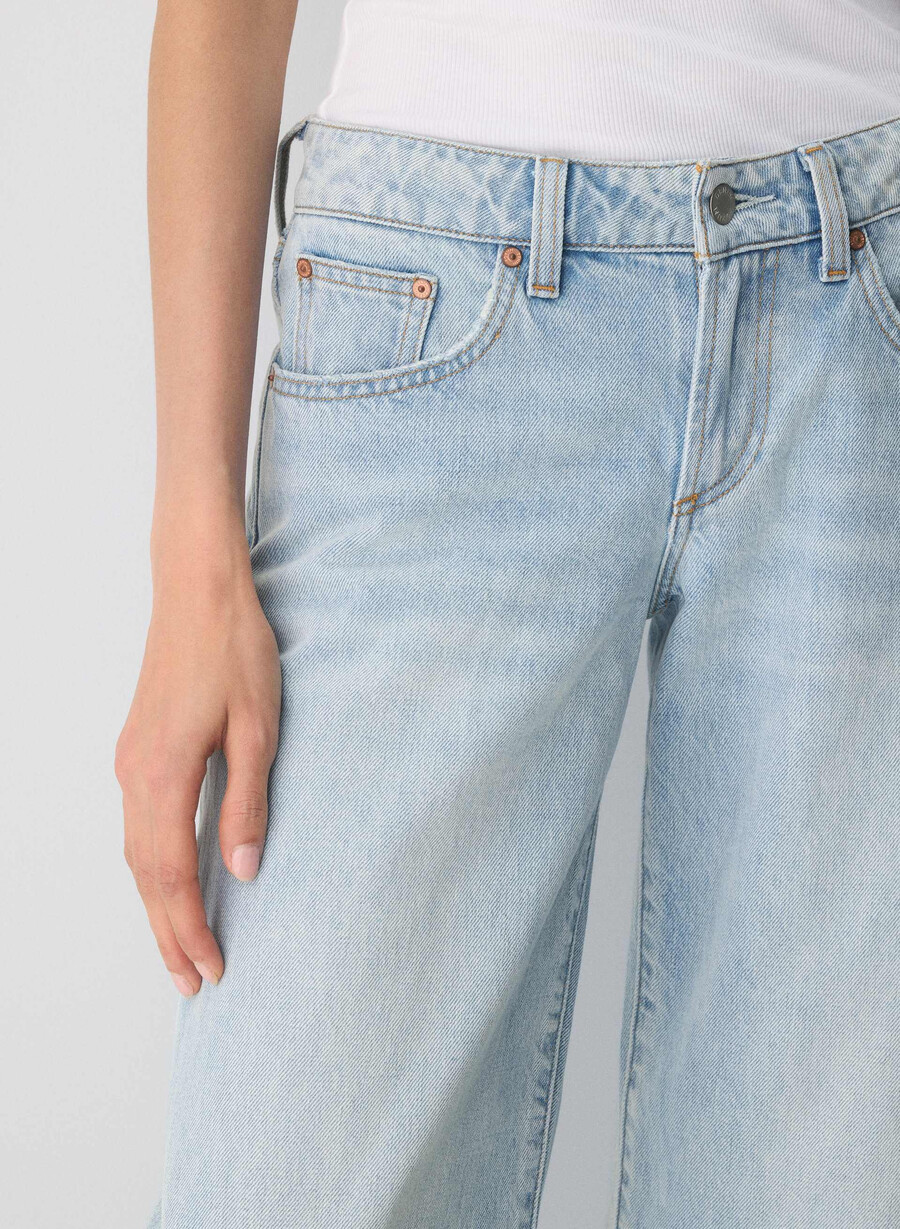 denim forum blugi largi cu talie mică din anii 90 15 ani culoare albastru-aprins