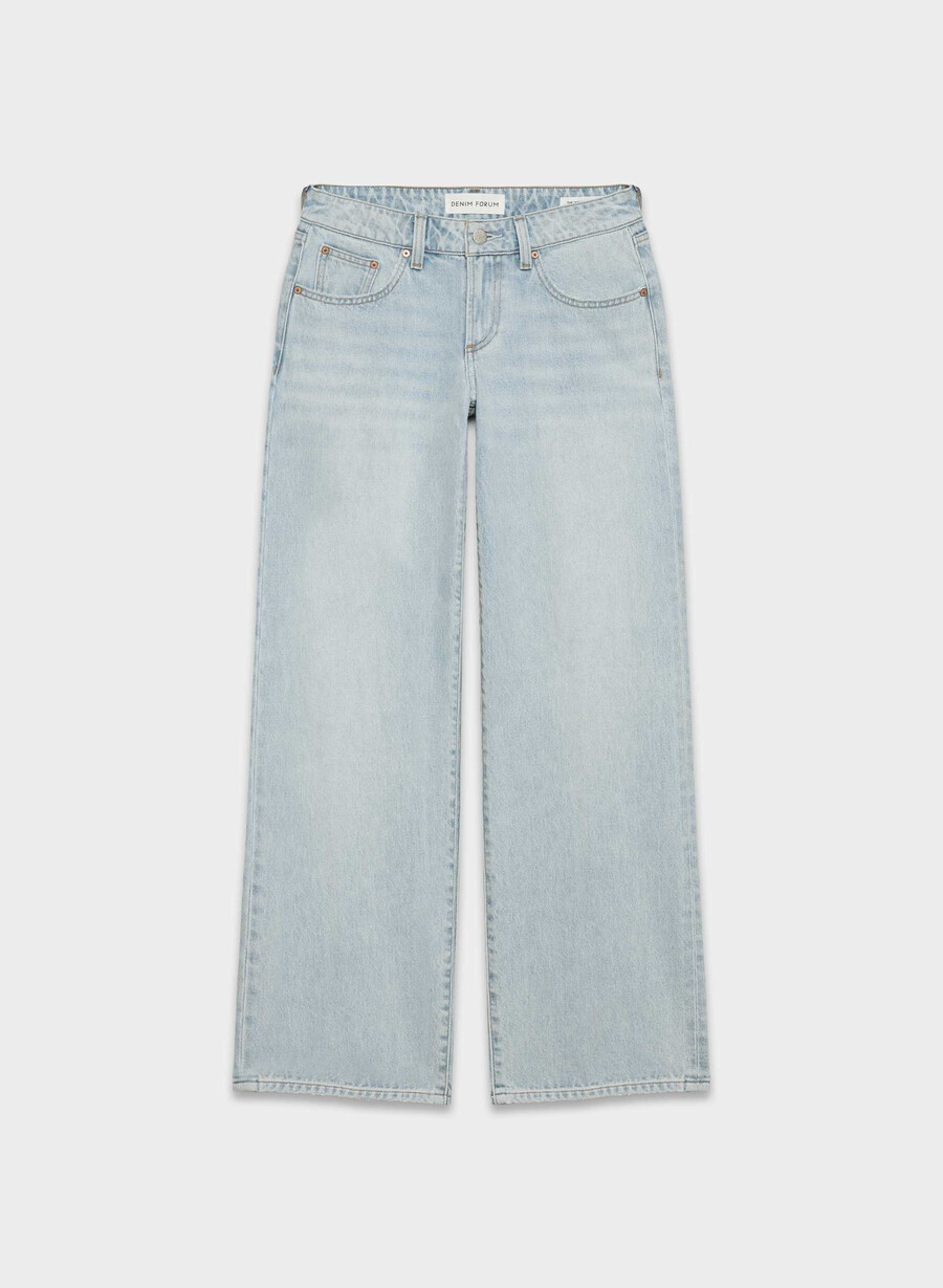 denim forum blugi largi cu talie mică din anii 90 15 ani culoare albastru-aprins