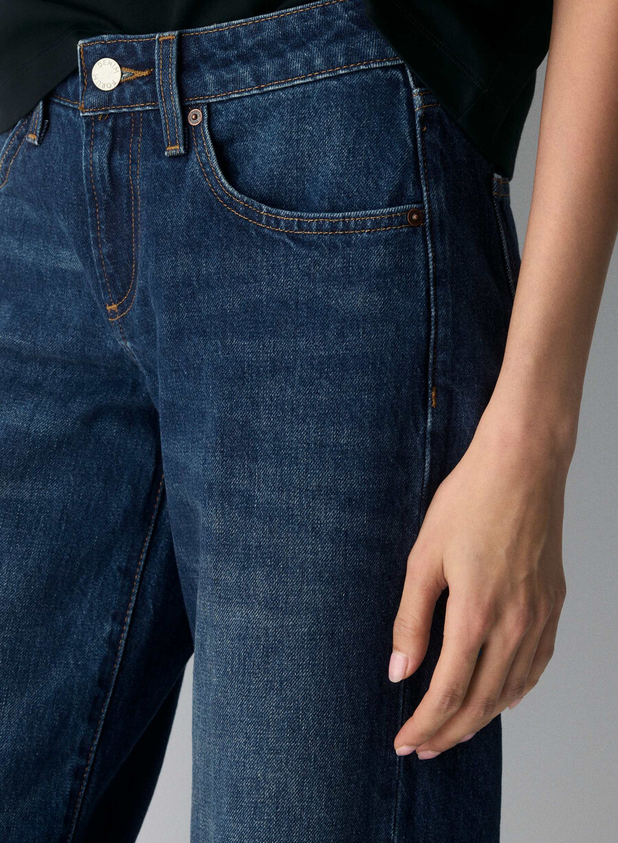 denim forum blugi largi cu talie mică din anii 90 be about albastru Închis