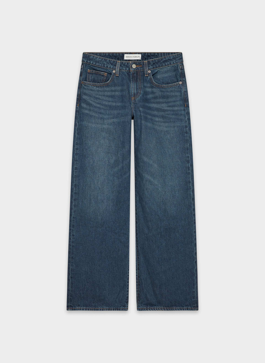 denim forum blugi largi cu talie mică din anii 90 be about albastru Închis