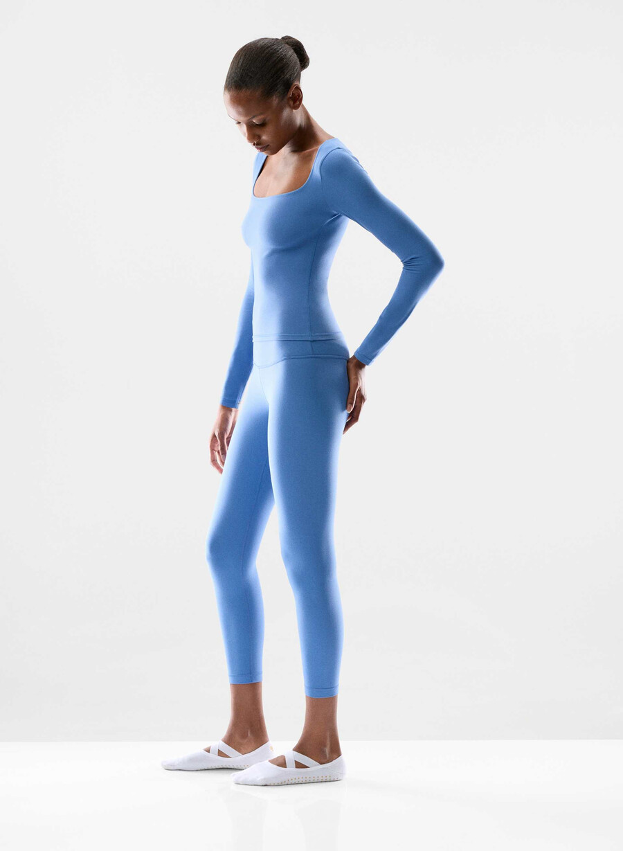 tricou butter essential cu guler pătrat și mânecă lungă french blue